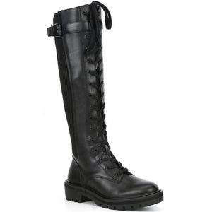 Antonio Melani Dukees Buckle Detail Chunky Lug Sole Tall Combat Sock Boots